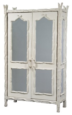 Lot 242 - Black Forest Style White Painted Mirrored Door...