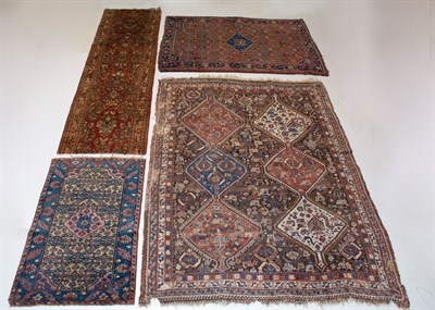 Lot 370 - Four Persian Rugs A Qashqai rug, a fragmentary...