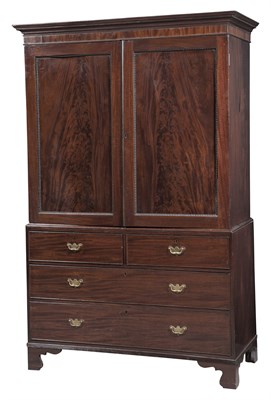 Lot 153 - George III Mahogany Wardrobe Height 6 feet 9...