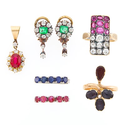 Lot 1139 - Group of Antique and Period Gold, Diamond, Simulated and Gem-Set Jewelry