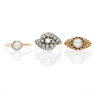 Lot 1142 - Three Gold, Silver and Diamond Rings