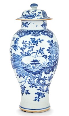 Lot 166 - Chinese Blue and White Porcelain Baluster Vase and Cover