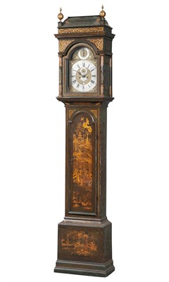 Lot 67 - English Green Japanned Tall Case Clock...