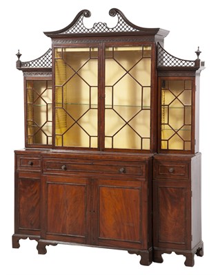 Lot 167 - George III Style Mahogany Breakfront Bookcase...