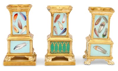 Lot 103 - Group of Three English Porcelain Square Vases...