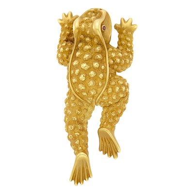 Lot 19 - Barry Kieselstein-Cord Gold Frog Clip-Brooch
