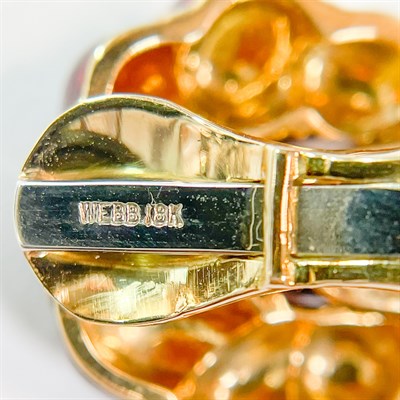 Lot 176 - David Webb Pair of Gold and Red Enamel Shrimp Door Knocker Earclips