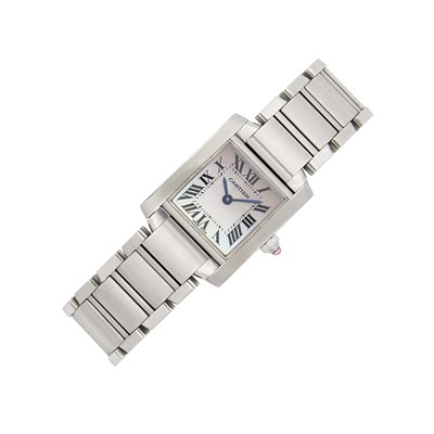 Lot 68 - Cartier Stainless Steel and Mother-of-Pearl 'Tank Francaise' Wristwatch, Ref. 2384