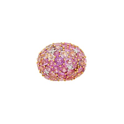Lot 154 - Gold, Pink Sapphire and Diamond Bombé Ring