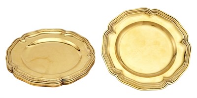 Lot 194 - Set of Six French Sterling Silver Gilt Lunch...