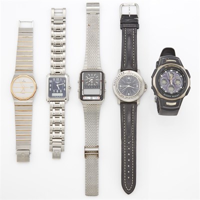 Lot 1151 - Five Metal and Stainless Steel Wristwatches