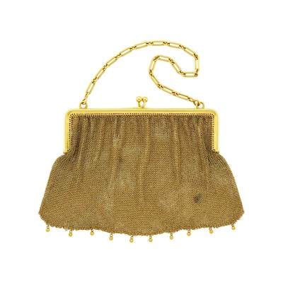 Lot 97 - Antique Gold Mesh Purse with Carrying Chain