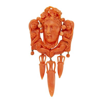 Lot 99 - Antique Gold and Carved Coral Brooch