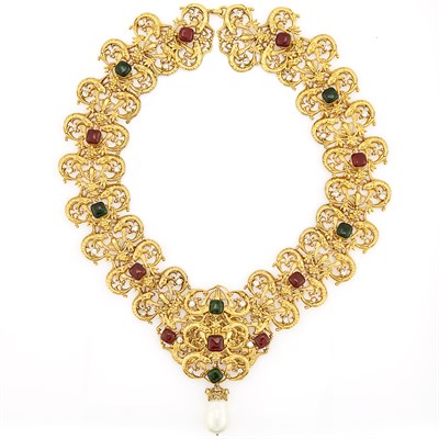 Lot 1290 - Chanel Gilt-Metal, Gripoix Glass, Paste and Imitation Pearl Necklace, France