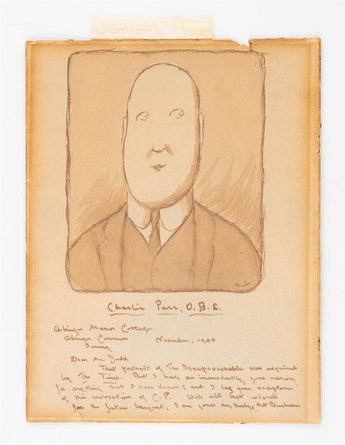 Lot 8 - BEERBOHM, MAX Charlie Parr, O.B.E. Drawing in...