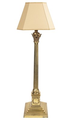Lot 273 - Brass Columnar Floor Lamp with Shade Height 63...