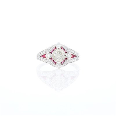 Lot 1172 - White Gold, Diamond and Ruby Ring