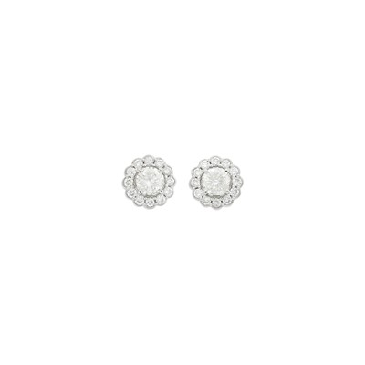 Lot 69 - Pair of White Gold and Diamond Earrings