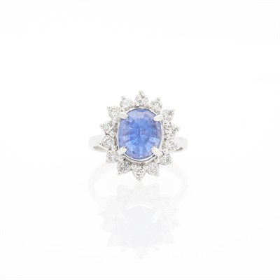 Lot 1080 - White Gold, Sapphire and Diamond Ring