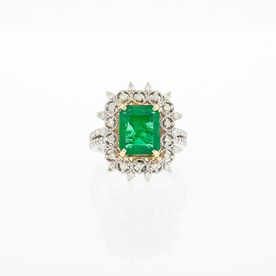 Lot 1202 - White Gold, Emerald and Diamond Ring
