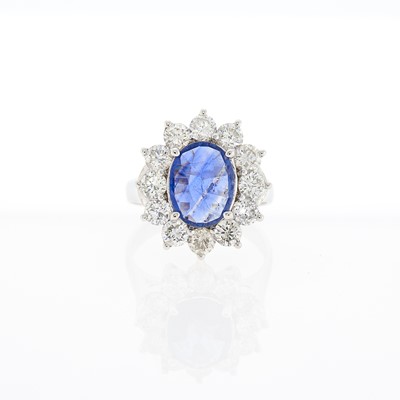 Lot 1100 - White Gold, Sapphire and Diamond Ring
