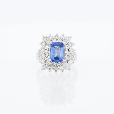 Lot 1268 - White Gold, Sapphire and Diamond Ring