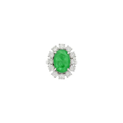 Lot 150 - White Gold, Emerald and Diamond Ring