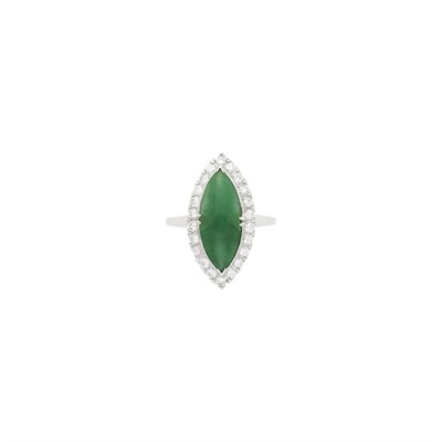 Lot 145 - Platinum, Jade and Diamond Ring