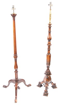 Lot 347 - Two Stained Wood Floor Lamps Height of largest...