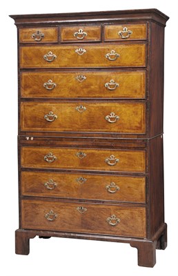 Lot 303 - George III Inlaid Walnut Chest on Chest Height...