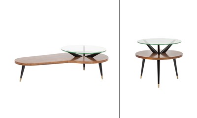 Lot 339 - Glass and Part Ebonized Walnut Low Table and...