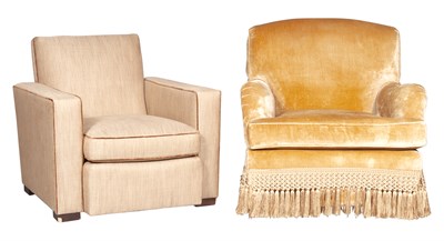 Lot 348 - Two Upholstered Club Chairs Comprising one...