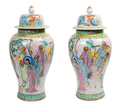Lot 143 - Companion Pair of Chinese Polychrome Decorated...