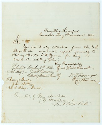 Lot 137 - [CIVIL WAR-UNION NAVY] Five manuscript items...