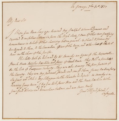Lot 205 - LAFAYETTE, GILBERT DU MOTIER, MARQUIS DE...