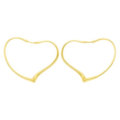 Lot 36 - Tiffany & Co., Elsa Peretti Pair of Gold Heart Hoop Earrings