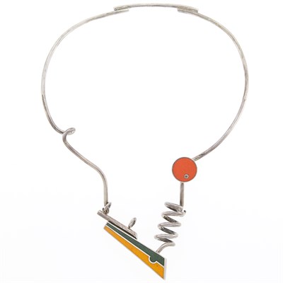 Lot 1038 - Silver and Resin Abstract Modernist Collar Necklace
