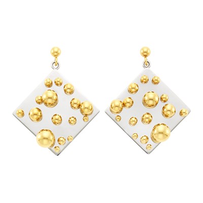 Lot 11 - Pol Bury Pair of Two-Color Gold 'Kinetic' Pendant-Earrings