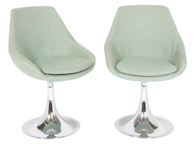 Lot 345 - Set of Six French Modern Chrome Dining Chairs...
