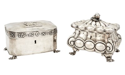 Lot 262 - Two Continental Silver Sugar Boxes Comprising...