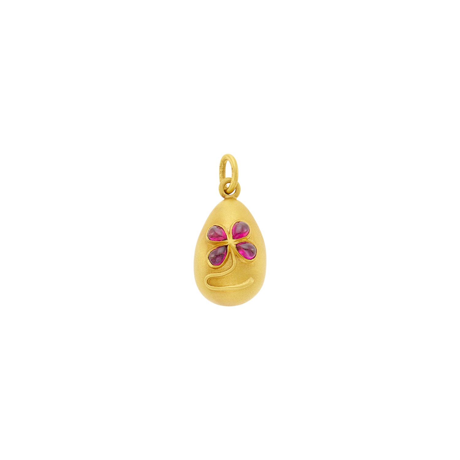 Lot 100 - Michael Perchin for Fabergé Gold and Cabochon Ruby Egg Pendant