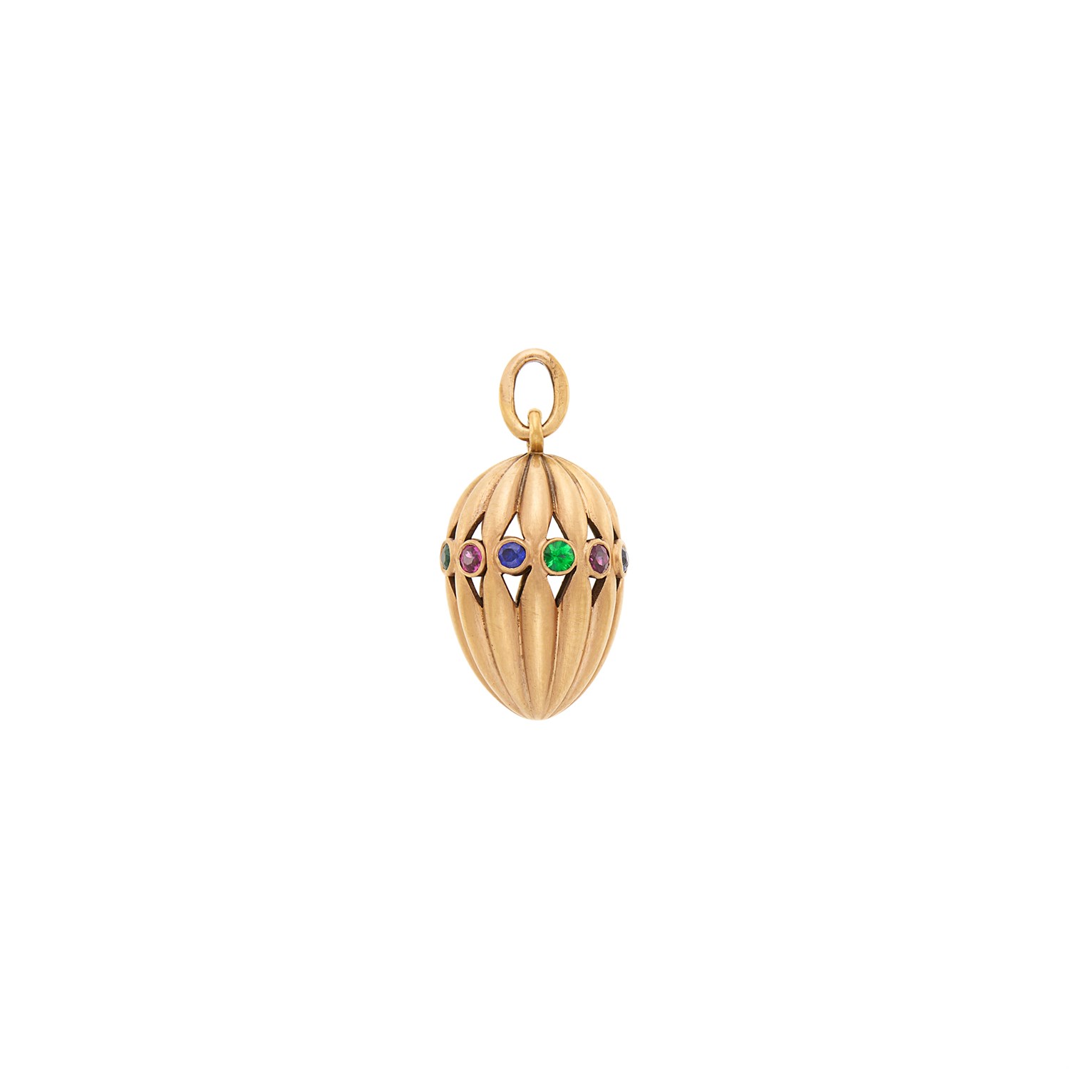 Lot 102 - Fabergé Rose Gold and Colored Stone Egg Pendant