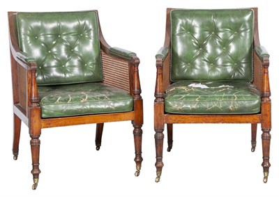 Lot 182 - Pair of George IV Caned Mahogany Armchairs...