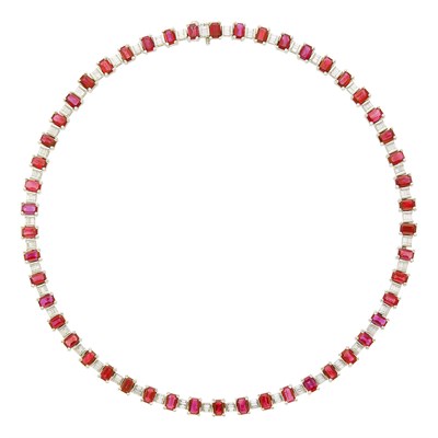 Lot 141 - Platinum, Ruby and Diamond Necklace