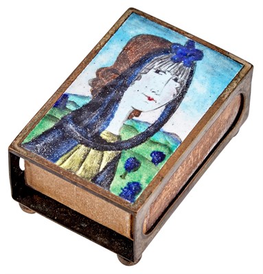 Lot 31 - Wiener Werkstatte Metal and Enamel Match Box...