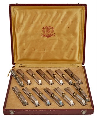 Lot 39 - Set of Fourteen French Art Deco Silver Plated...