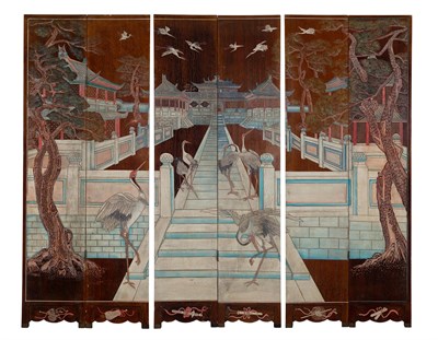 Lot 167 - A Chinese Coromandel Floor Screen