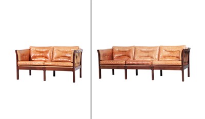 Lot 262 - Danish Mahogany and Cognac Leather Upholstered...