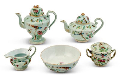 Lot 169 - Chinese Export Celadon Glazed and Enameled Porcelain Tea and Coffee Service