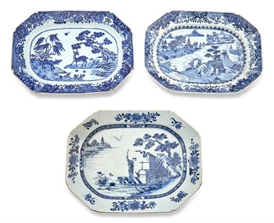 Lot 153 - Three Chinese Export Porcelain Blue and White Platters
